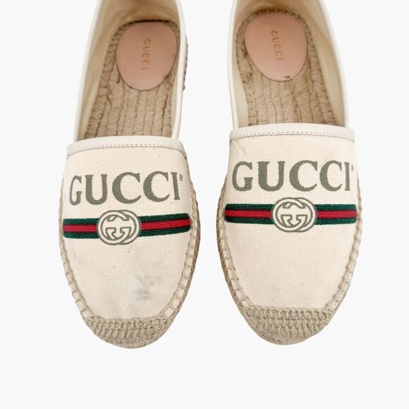 Gucci Interlocking GG Espadrille EU 37.5 US 7.5 Beige Web Stripe Logo Canvas - Picture 4 of 14
